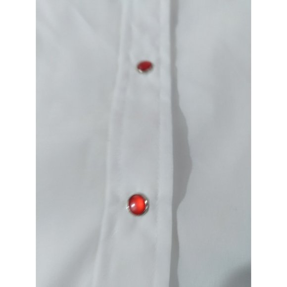 Country Charmers Ely western white embroidered red roses Snap Shirt women’s LRG - Picture 10 of 16